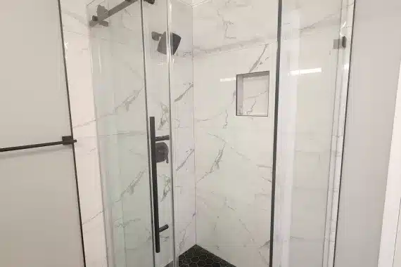 Walk-in shower, white tiles Princeton, NJ