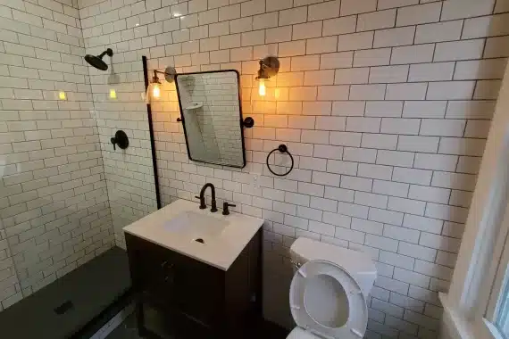 Modern bathroom with subway tiles