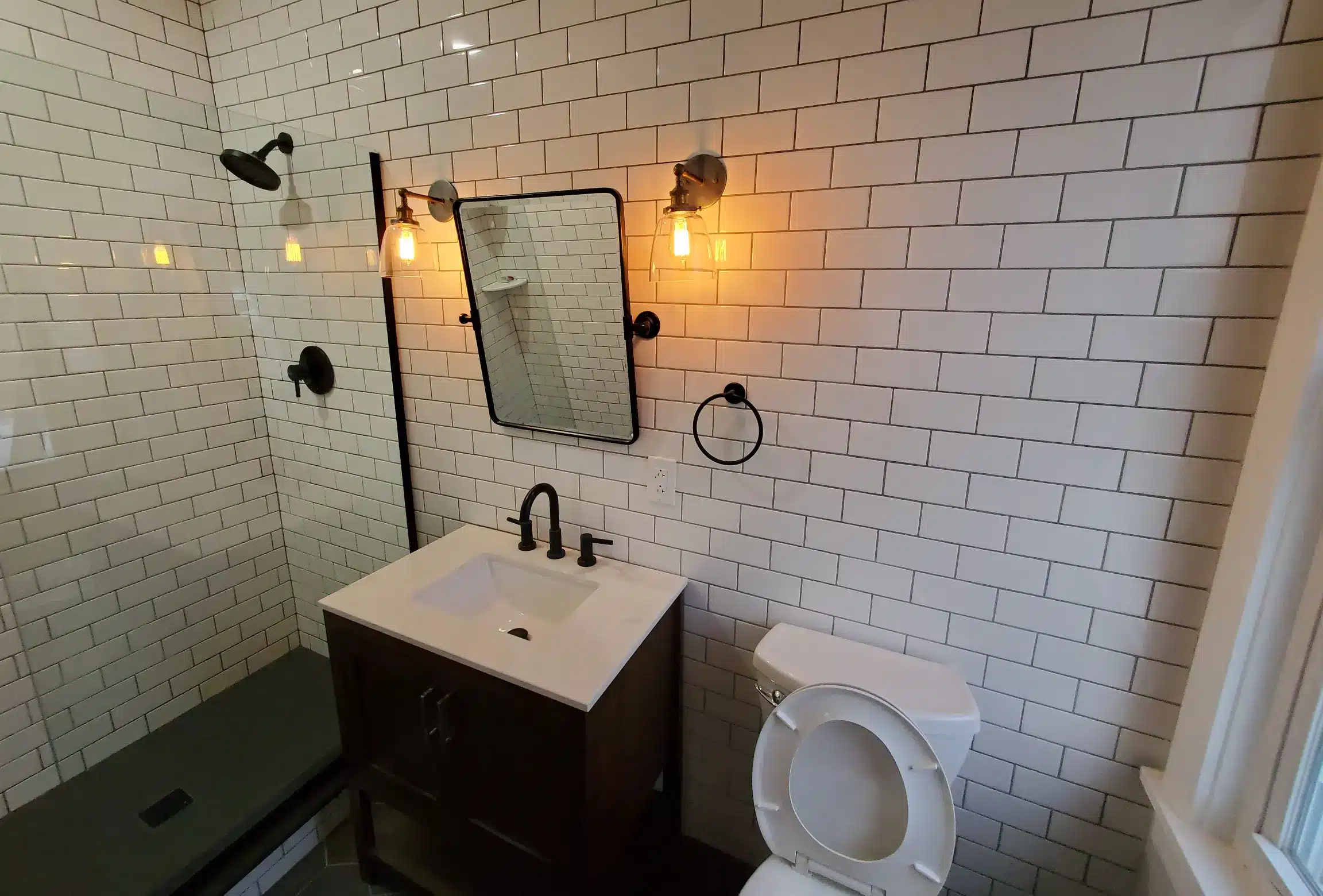 Modern bathroom with subway tiles