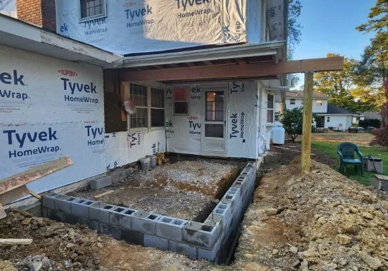 Building addition in Morrisville, foundation 2