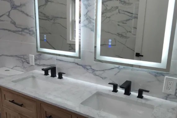 Electric mirror with double vanity