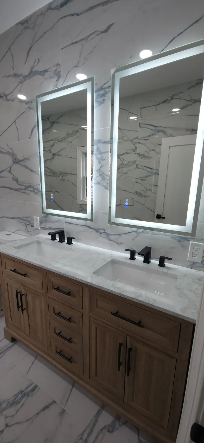 Electric mirror with double vanity